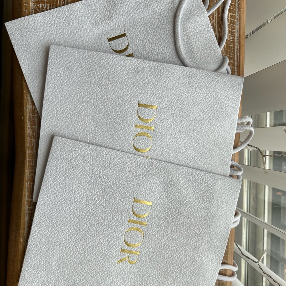 Dior White Gift Bags with Gold Logo